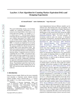 LazyIter: A Fast Algorithm for Counting Markov Equivalent DAGs and
  Designing Experiments