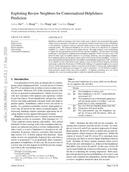 Exploiting Review Neighbors for Contextualized Helpfulness Prediction