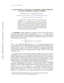 A Concentration of Measure and Random Matrix Approach to Large
  Dimensional Robust Statistics