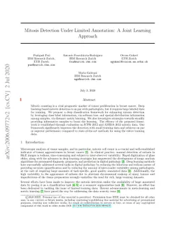 Mitosis Detection Under Limited Annotation: A Joint Learning Approach
