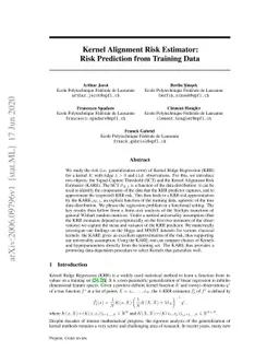Kernel Alignment Risk Estimator: Risk Prediction from Training Data