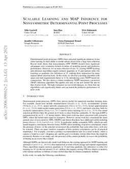 Scalable Learning and MAP Inference for Nonsymmetric Determinantal Point
  Processes