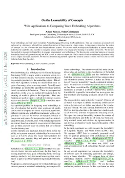 On the Learnability of Concepts: With Applications to Comparing Word
  Embedding Algorithms