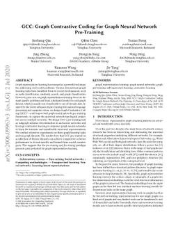 GCC: Graph Contrastive Coding for Graph Neural Network Pre-Training