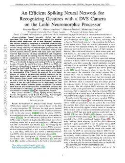 An Efficient Spiking Neural Network for Recognizing Gestures with a DVS
  Camera on the Loihi Neuromorphic Processor