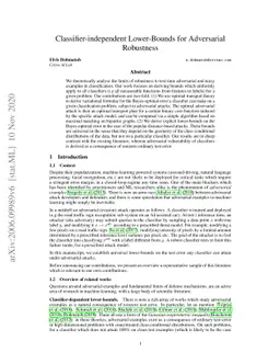 Classifier-independent Lower-Bounds for Adversarial Robustness
