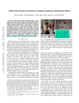 Multi-modal Transfer Learning for Grasping Transparent and Specular
  Objects