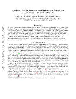 Applying the Decisiveness and Robustness Metrics to Convolutional Neural
  Networks