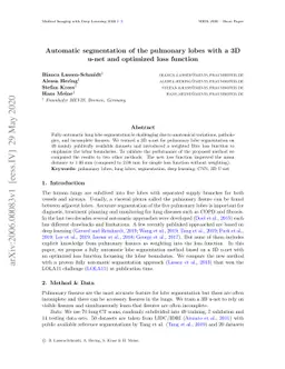 Automatic segmentation of the pulmonary lobes with a 3D u-net and
  optimized loss function