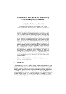 Explanations of Black-Box Model Predictions by Contextual Importance and
  Utility