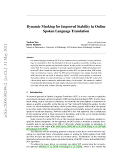 Dynamic Masking for Improved Stability in Spoken Language Translation