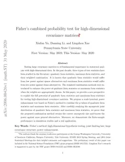 Fisher's combined probability test for high-dimensional covariance
  matrices