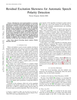 Residual Excitation Skewness for Automatic Speech Polarity Detection