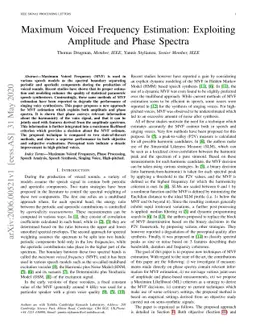 Maximum Voiced Frequency Estimation: Exploiting Amplitude and Phase
  Spectra