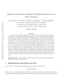 Adaptive quadrature schemes for Bayesian inference via active learning