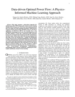 Data-driven Optimal Power Flow: A Physics-Informed Machine Learning
  Approach