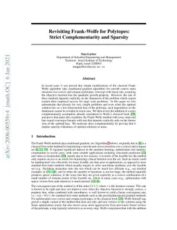 Revisiting Frank-Wolfe for Polytopes: Strict Complementarity and
  Sparsity