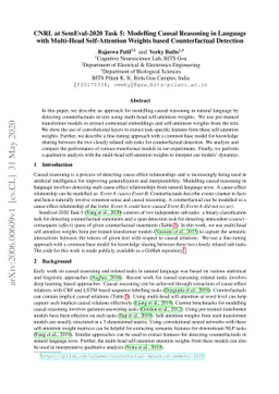 CNRL at SemEval-2020 Task 5: Modelling Causal Reasoning in Language with
  Multi-Head Self-Attention Weights based Counterfactual Detection