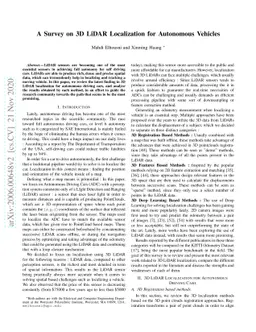 A Survey on 3D LiDAR Localization for Autonomous Vehicles