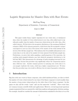 Logistic Regression for Massive Data with Rare Events