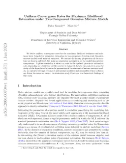 Uniform Convergence Rates for Maximum Likelihood Estimation under
  Two-Component Gaussian Mixture Models