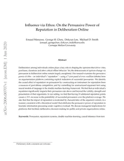 Influence via Ethos: On the Persuasive Power of Reputation in
  Deliberation Online