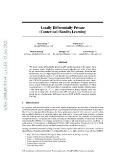 Locally Differentially Private (Contextual) Bandits Learning