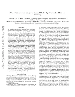 ADAHESSIAN: An Adaptive Second Order Optimizer for Machine Learning