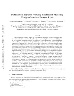 Distributed Bayesian Varying Coefficient Modeling Using a Gaussian
  Process Prior
