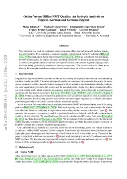 Online Versus Offline NMT Quality: An In-depth Analysis on
  English-German and German-English