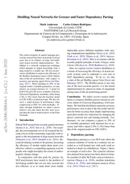 Distilling Neural Networks for Greener and Faster Dependency Parsing