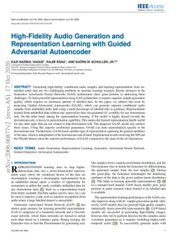 High-Fidelity Audio Generation and Representation Learning with Guided
  Adversarial Autoencoder