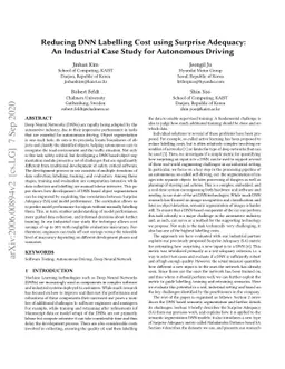 Reducing DNN Labelling Cost using Surprise Adequacy: An Industrial Case
  Study for Autonomous Driving