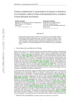 Using competency questions to select optimal clustering structures for
  residential energy consumption patterns