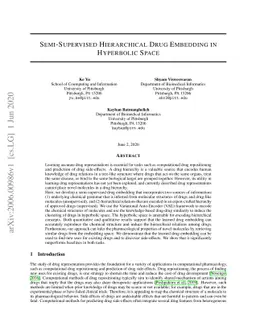 Semi-Supervised Hierarchical Drug Embedding in Hyperbolic Space