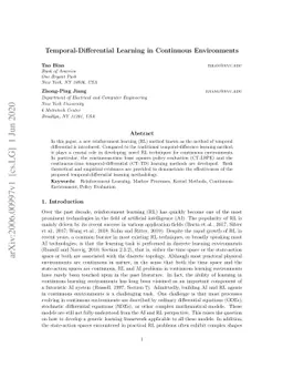 Temporal-Differential Learning in Continuous Environments