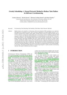 Greedy Scheduling: A Neural Network Method to Reduce Task Failure in
  Software Crowdsourcing