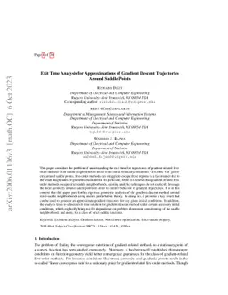 Exit Time Analysis for Approximations of Gradient Descent Trajectories
  Around Saddle Points