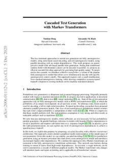 Cascaded Text Generation with Markov Transformers