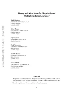 Theory and Algorithms for Shapelet-based Multiple-Instance Learning