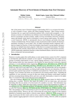 Automatic Discovery of Novel Intents & Domains from Text Utterances