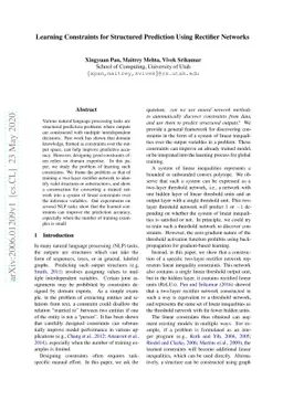 Learning Constraints for Structured Prediction Using Rectifier Networks