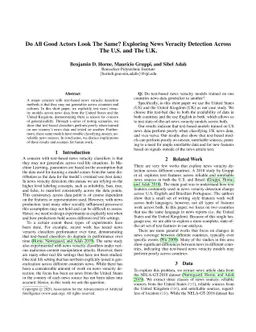 Do All Good Actors Look The Same? Exploring News Veracity Detection
  Across The U.S. and The U.K