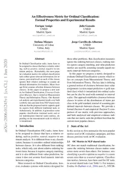 An Effectiveness Metric for Ordinal Classification: Formal Properties
  and Experimental Results