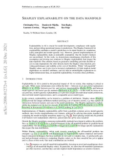 Shapley explainability on the data manifold