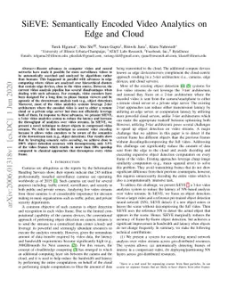 SiEVE: Semantically Encoded Video Analytics on Edge and Cloud