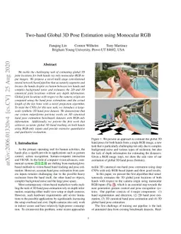 Two-hand Global 3D Pose Estimation Using Monocular RGB