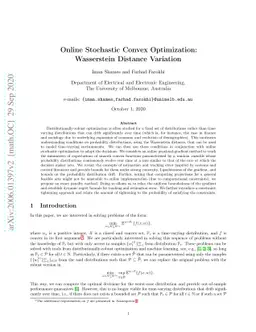 Online Stochastic Convex Optimization: Wasserstein Distance Variation