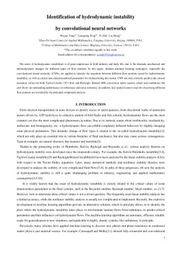 Identification of hydrodynamic instability by convolutional neural
  networks