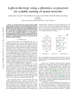 Light-in-the-loop: using a photonics co-processor for scalable training
  of neural networks